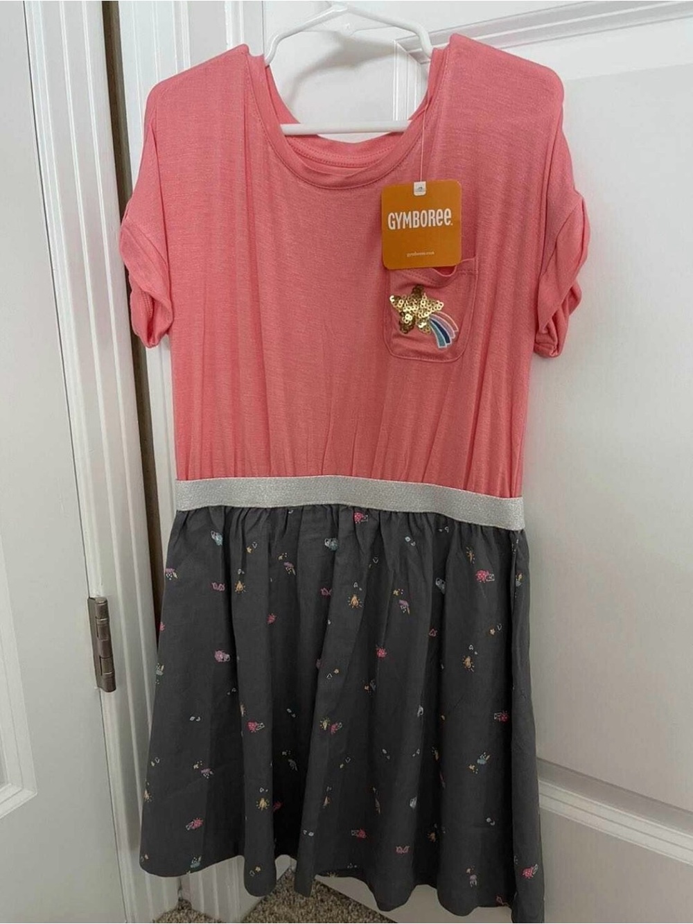 Gymboree Coral Pink Top with Charcoal Gray Skirt Dress